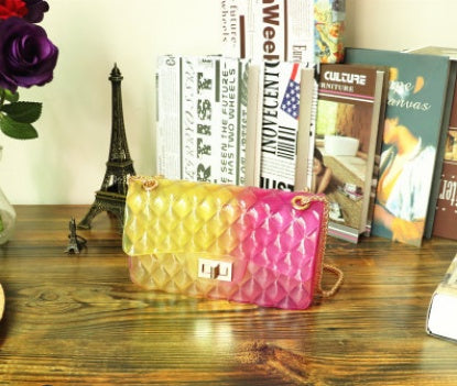 Ins super fire transparent mini bag female summer new jelly chain bag gradient wild Messenger bag