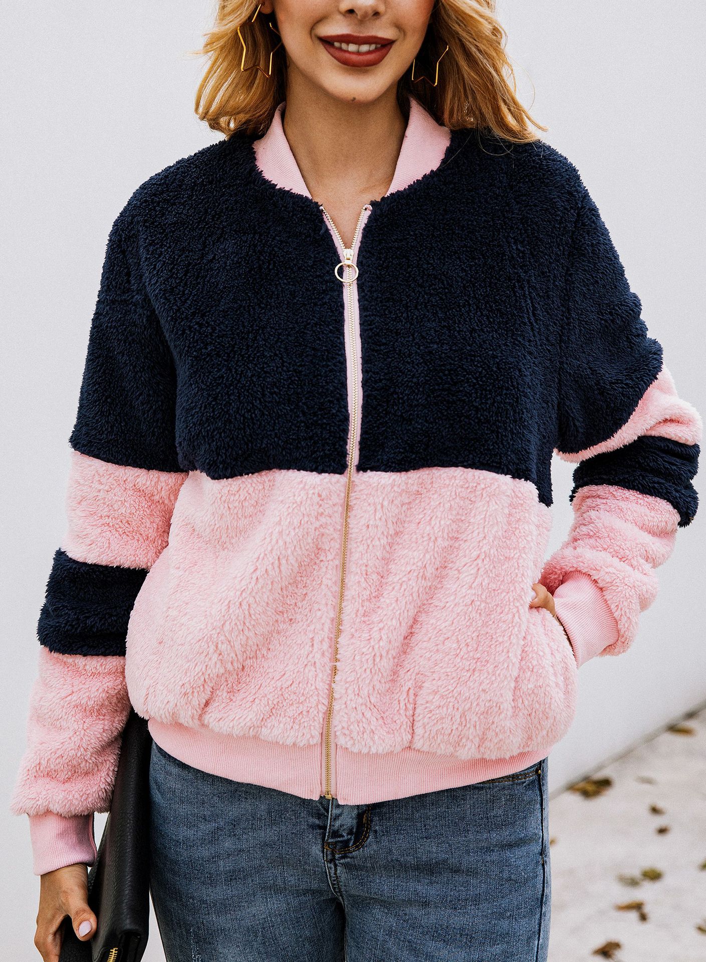 Spliced pocket fur hoodie See size chart under “more details”