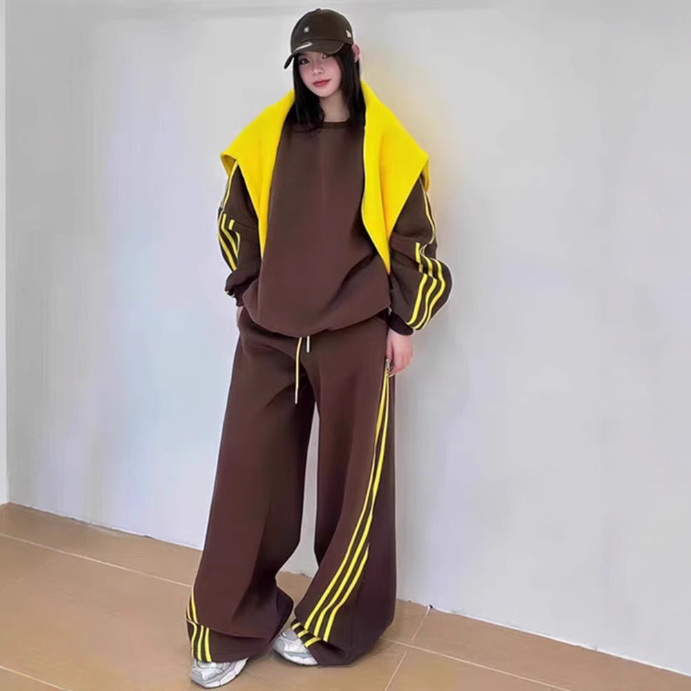 Womens Thickened AutumnWinter Hoodie And Casual Two-Piece Sports Set See size chart under “more details”