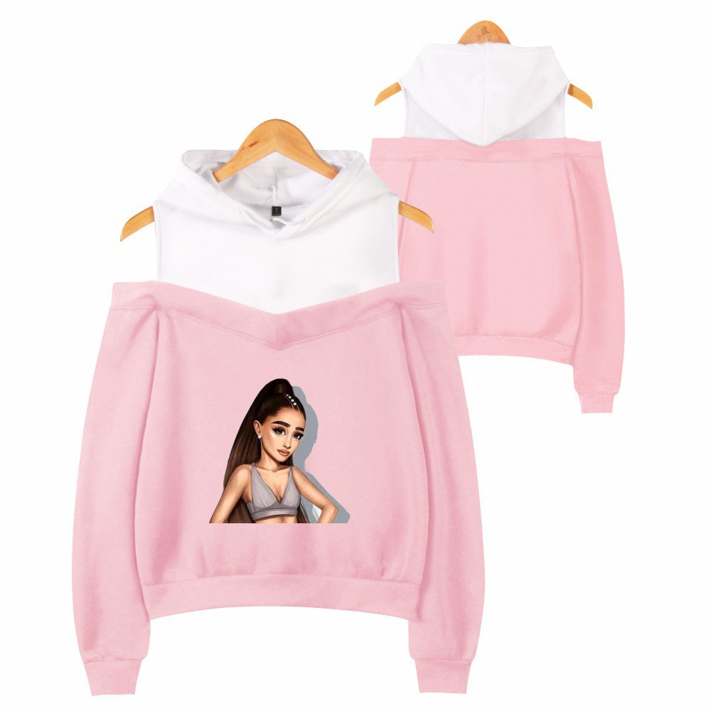 Off-shoulder hooded sweatshirt See size chart under “more details”