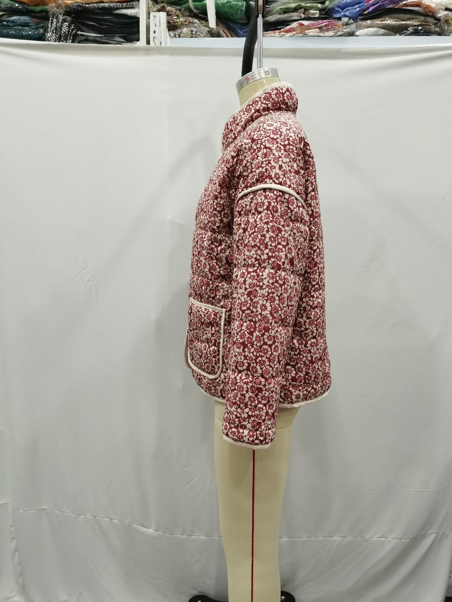 Plus Size Stand Collar Quilted Floral Cotton Coat Jacket Women See size chart under “more details”