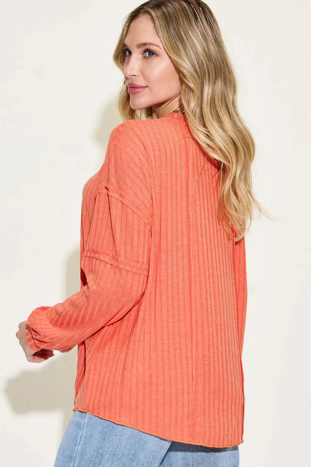 Basic Bae Full Size Round Neck Ribbed Long Sleeve T Shirt