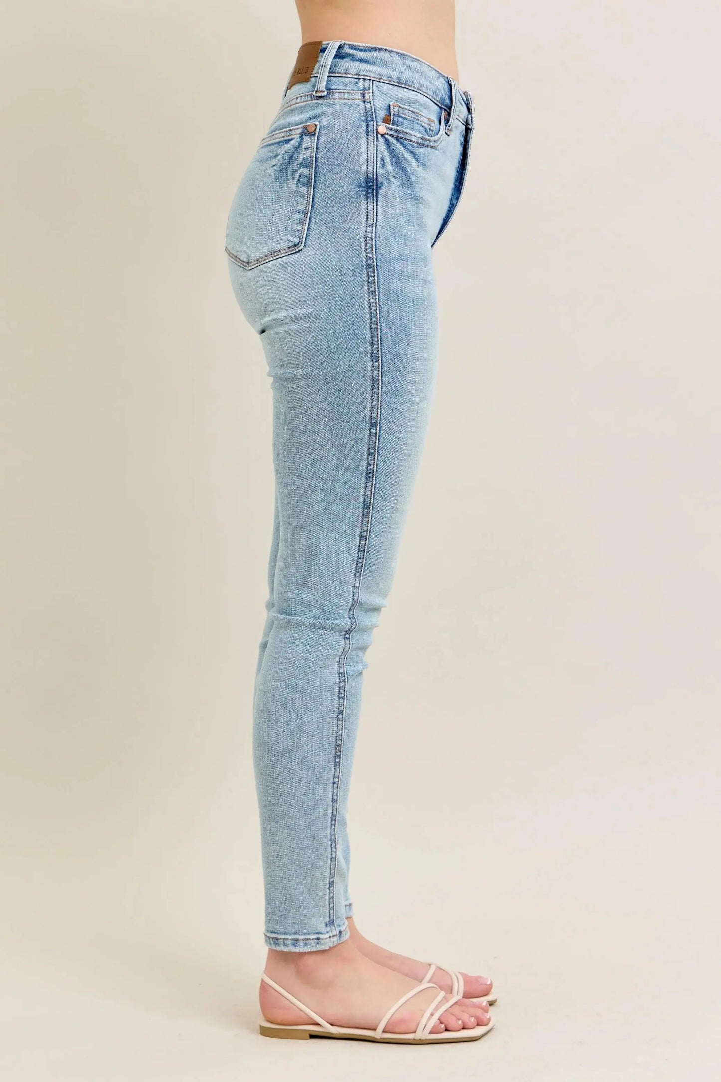 Full Size Mr Tummy Control Vintage Wash Skinny Judy Blue Jeans