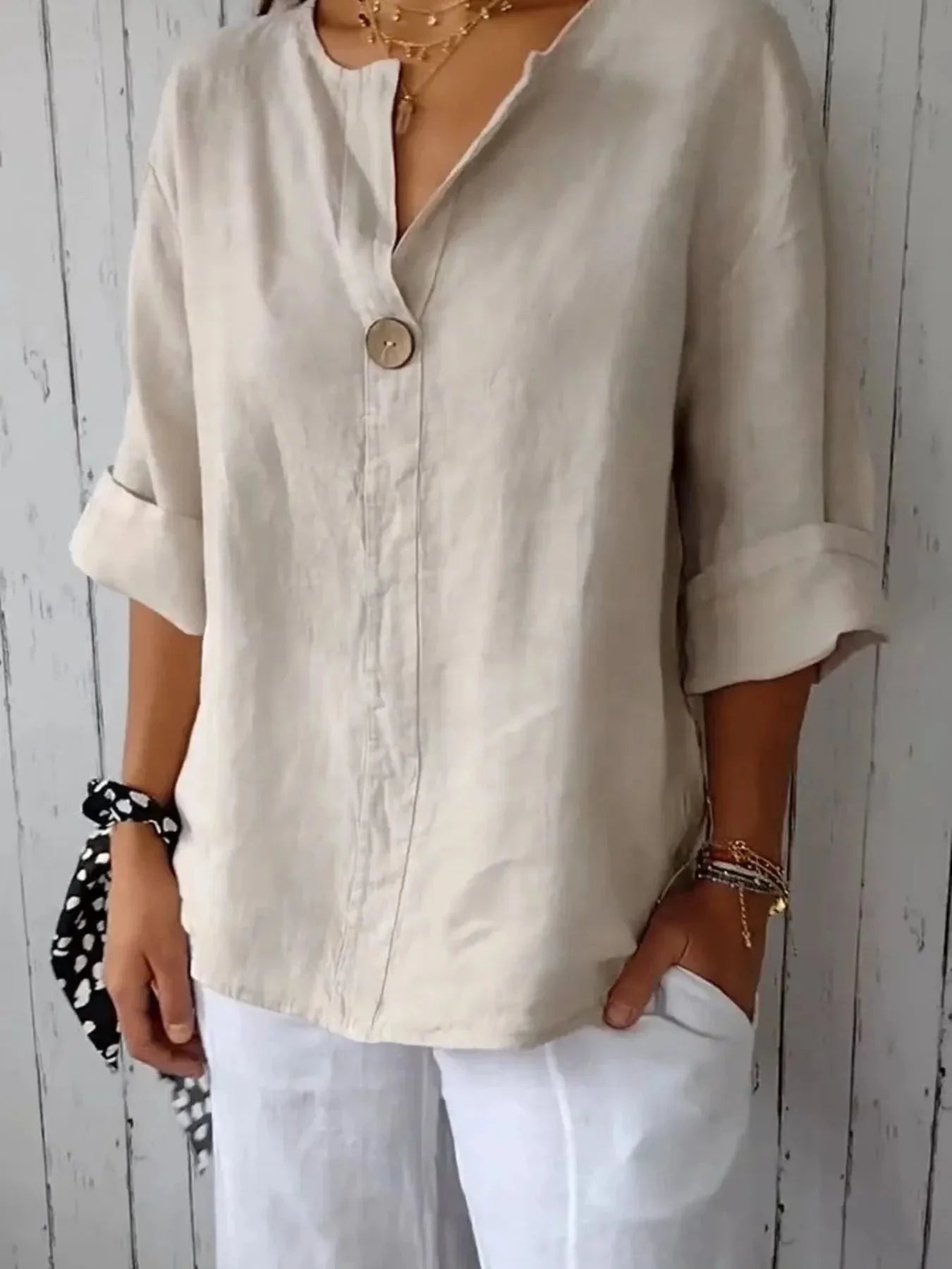 Celestial Chic Linen Blouse