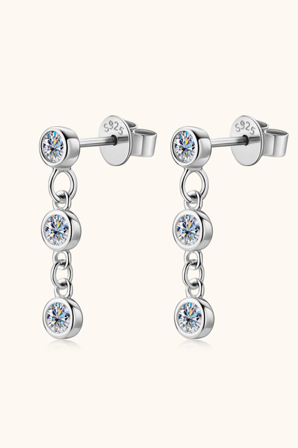 Moissanite Elegance Drop Earrings – Minimalist 925 Sterling Silver Design