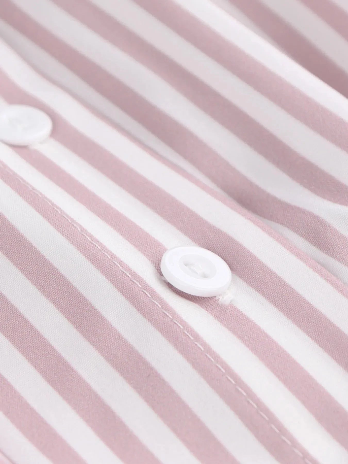 Pinstripe Puff Sleeve Cinched Waist Button Up Shirt