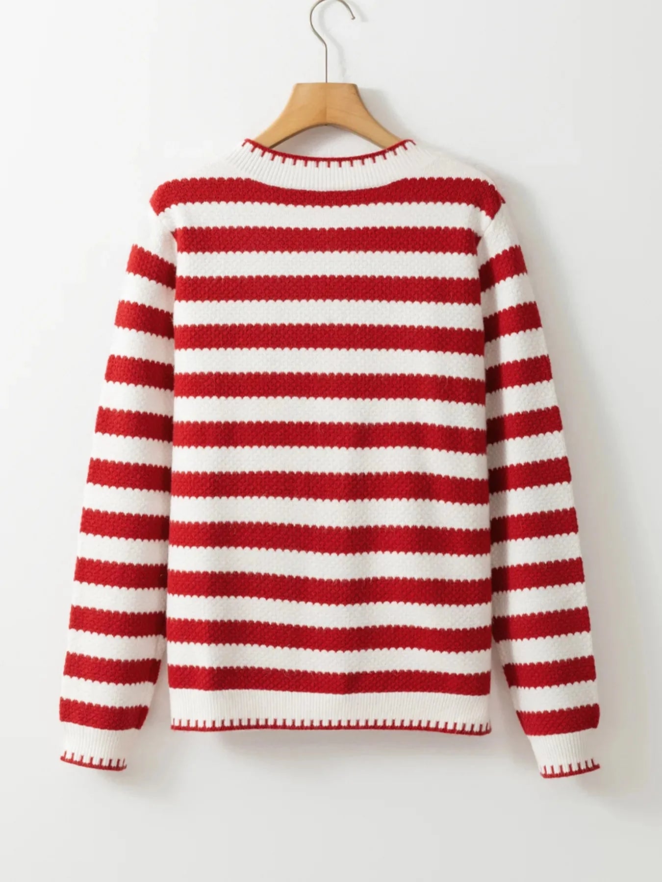 Button Down Striped Long Sleeve Cardigan