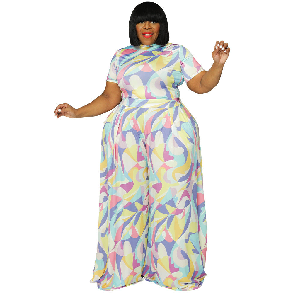 Sexy European And American Women's Clothing Plus-size Two-piece Set