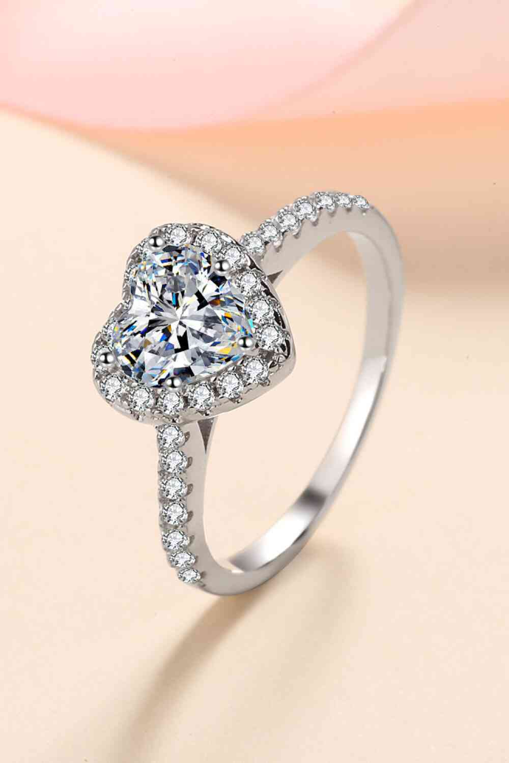 LuxeSpark 1 Carat Moissanite Heart-Shaped Ring – Timeless Elegance in Sterling Silver