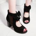 Bow women's sandals mesh high heels See size chart under “more details”