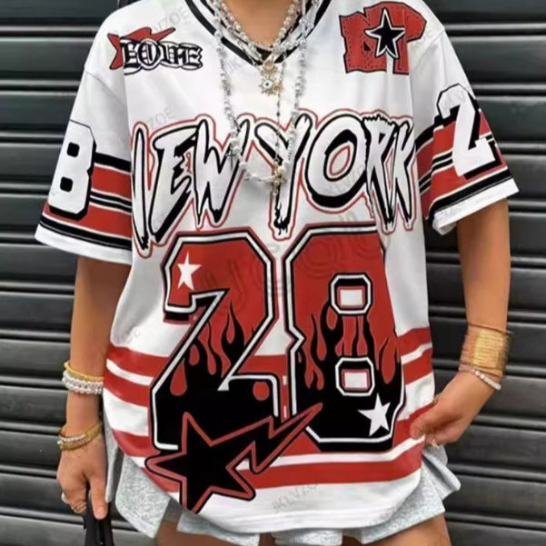 Women's Letter-print Loose-fitting Trendy Short-sleeve Top