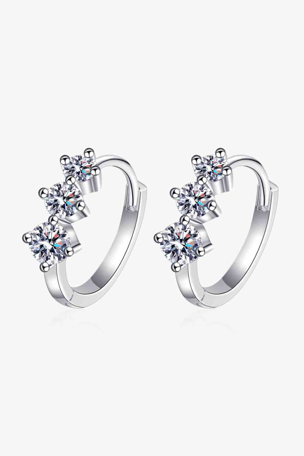 Sterling Silver Moissanite Huggie Earrings – Dazzling 0.72 Ct Sparkle