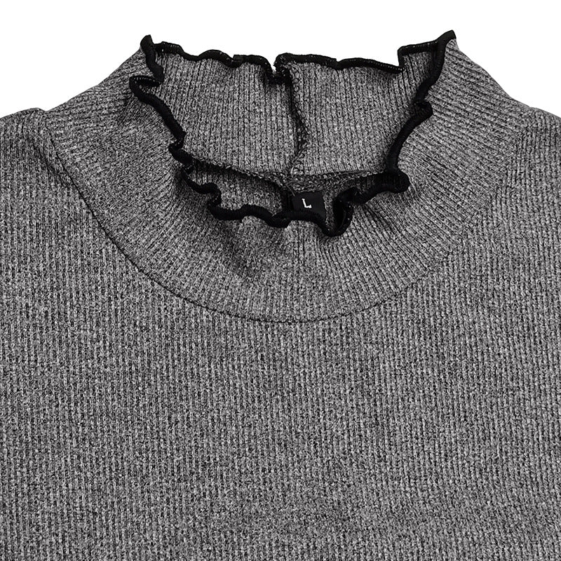 Women's Half-high Collar Long Sleeves T-shirt Slim Bottoming Shirt See size chart under “more details”