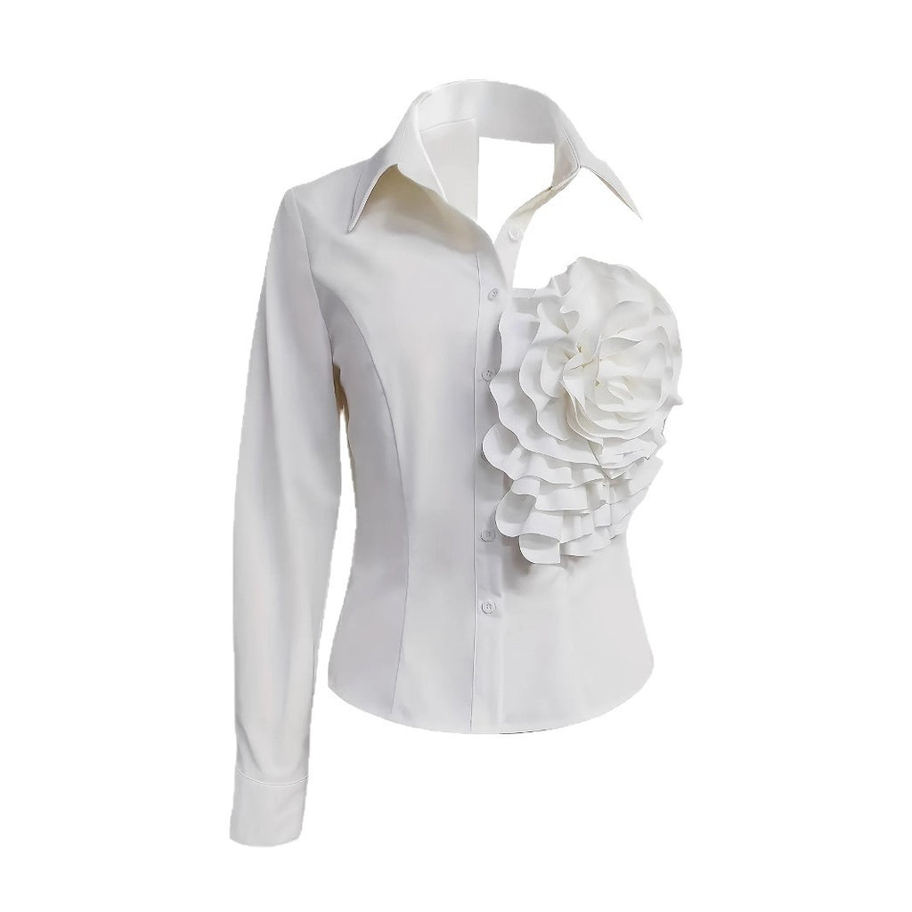 White Blouse With A One-shoulder TOP See size chart under “more details”