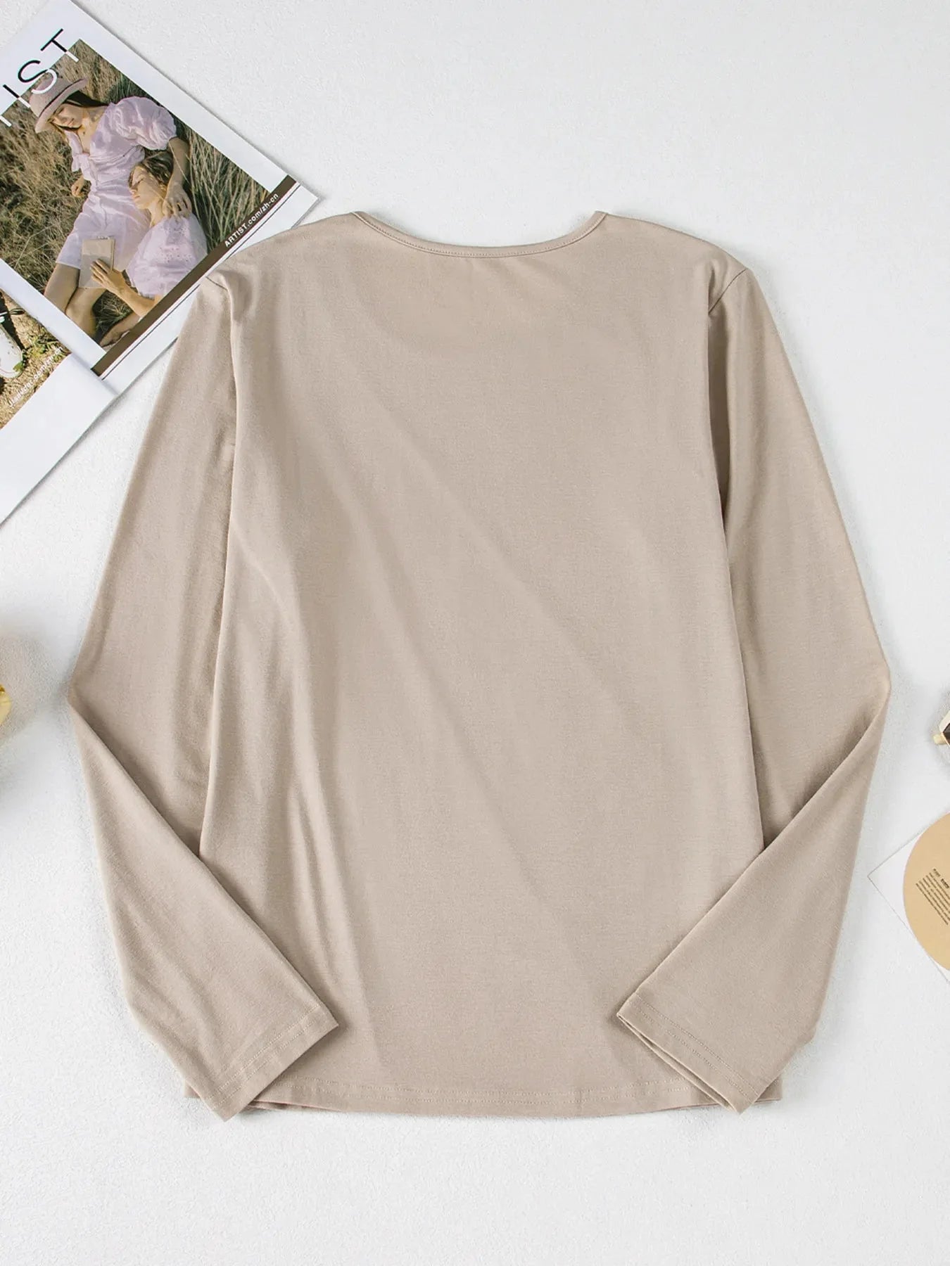 Asymmetric Seam Detail Long Sleeve Top
