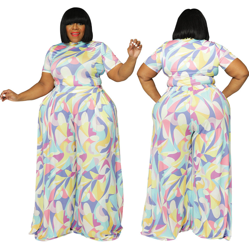 Sexy European And American Women's Clothing Plus-size Two-piece Set