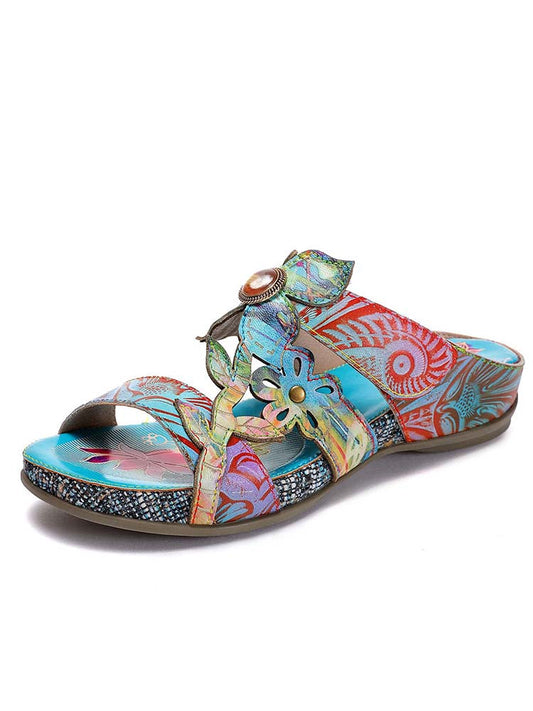 Starlit Confidence Hand Painted Genuine Leather Slippers