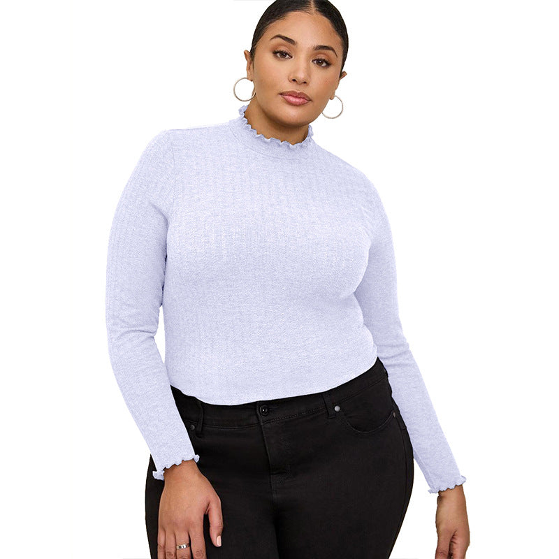 Women's Half-high Collar Long Sleeves T-shirt Slim Bottoming Shirt See size chart under “more details”