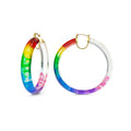 PRIDE Rainbow Tie Dye Lucite Hoops See size chart under “more details”