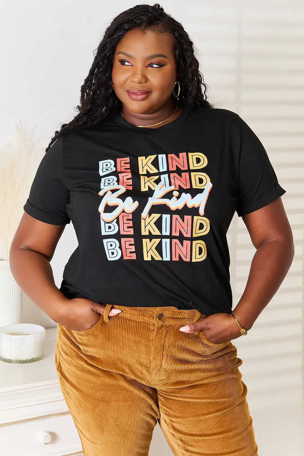 Simply Love BE KIND Round Neck Womens Graphic T Shirt