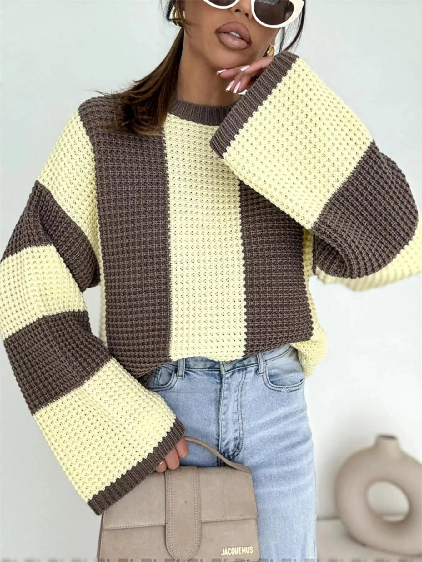 Color Block Long Sleeve Sweater