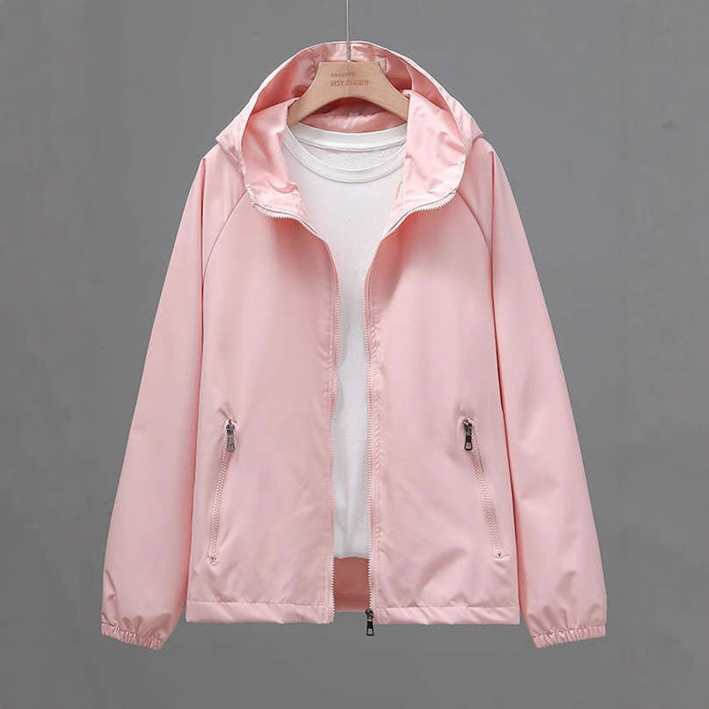 Women's Cropped Casual Loose Plus Size Hooded Thin Shell Jacket See size chart under “more details”
