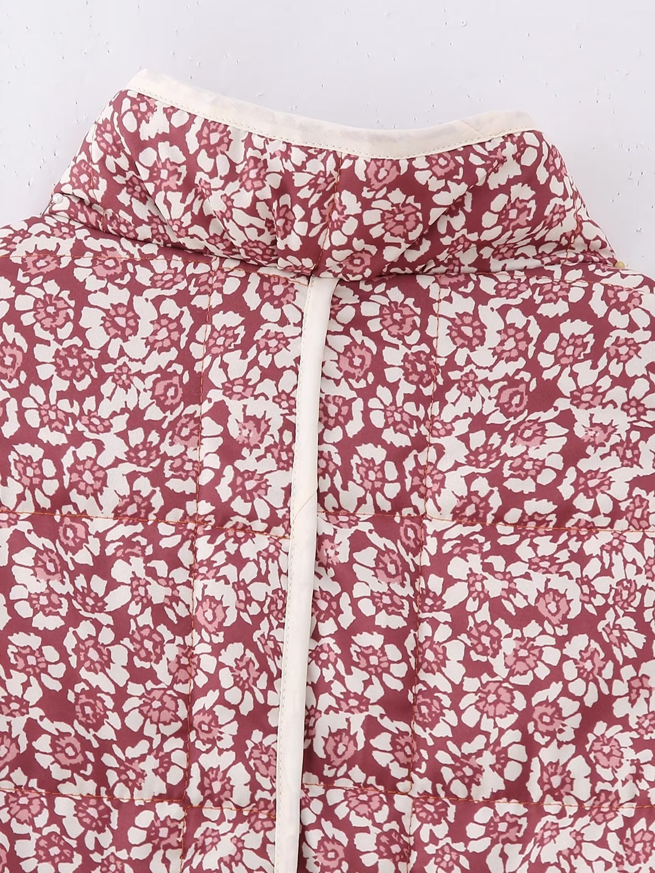 Plus Size Stand Collar Quilted Floral Cotton Coat Jacket Women See size chart under “more details”