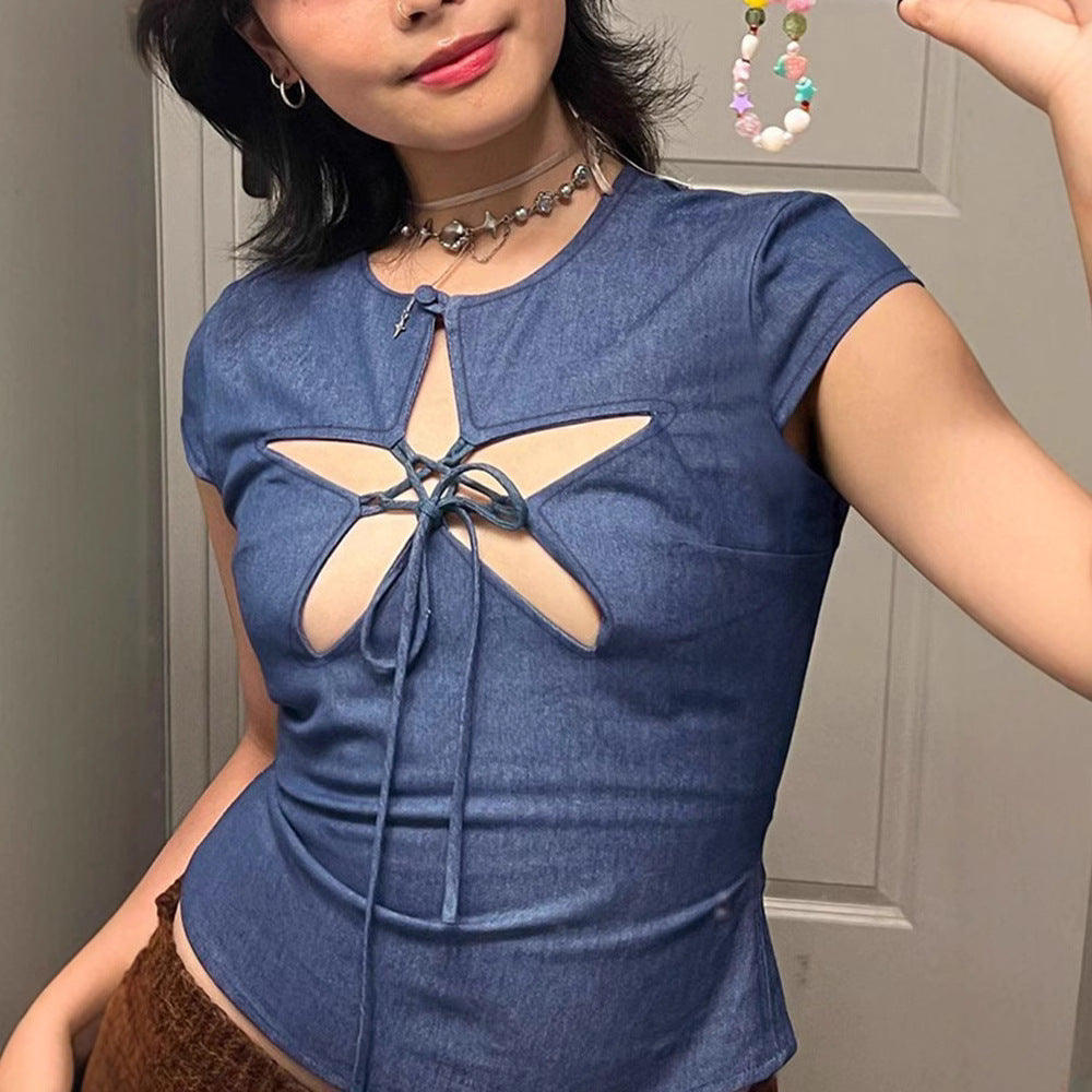 Trendy Ins XINGX Hollow Out Tied Top