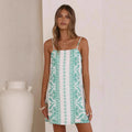 Summer Beach Vacation Style Printed Linen Slip Dress