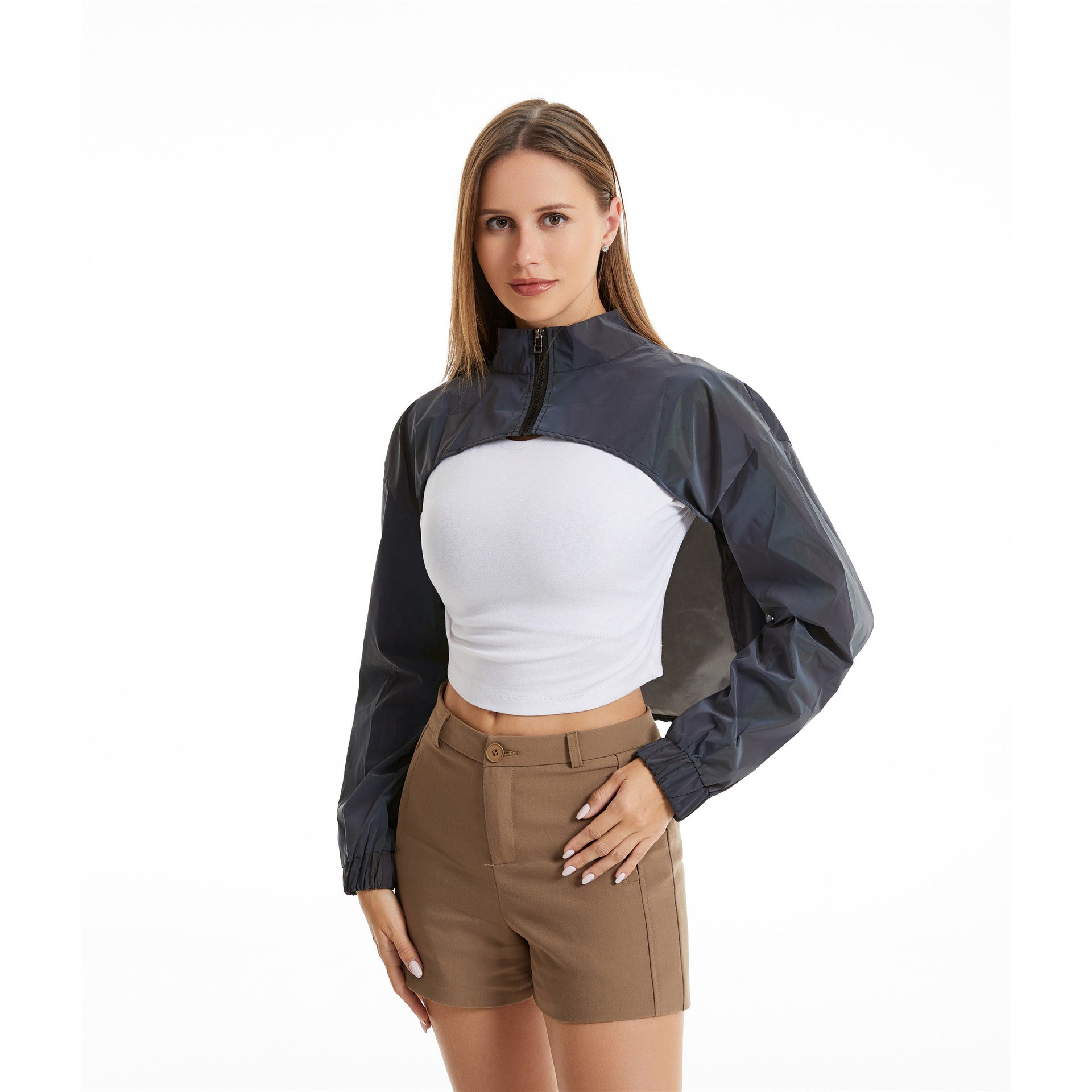 Women's Colorful Reflective Short Coat European And American See size chart under “more details”
