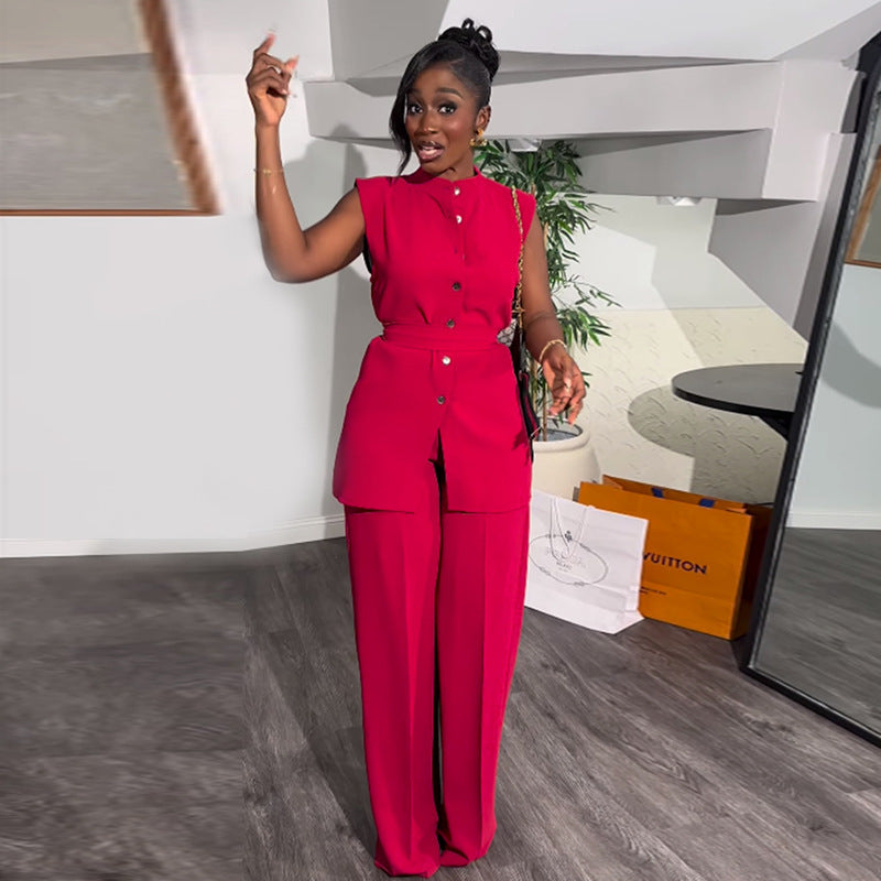 Women's Fashion Tops Wide-leg Trousers Suit See size chart under “more details”