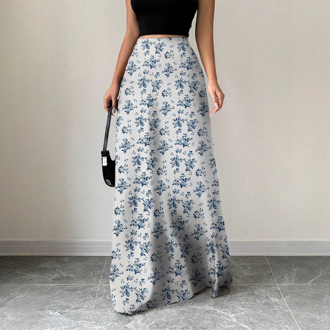 European And American Women's Clothing Satin Skirt New Imitation Silk