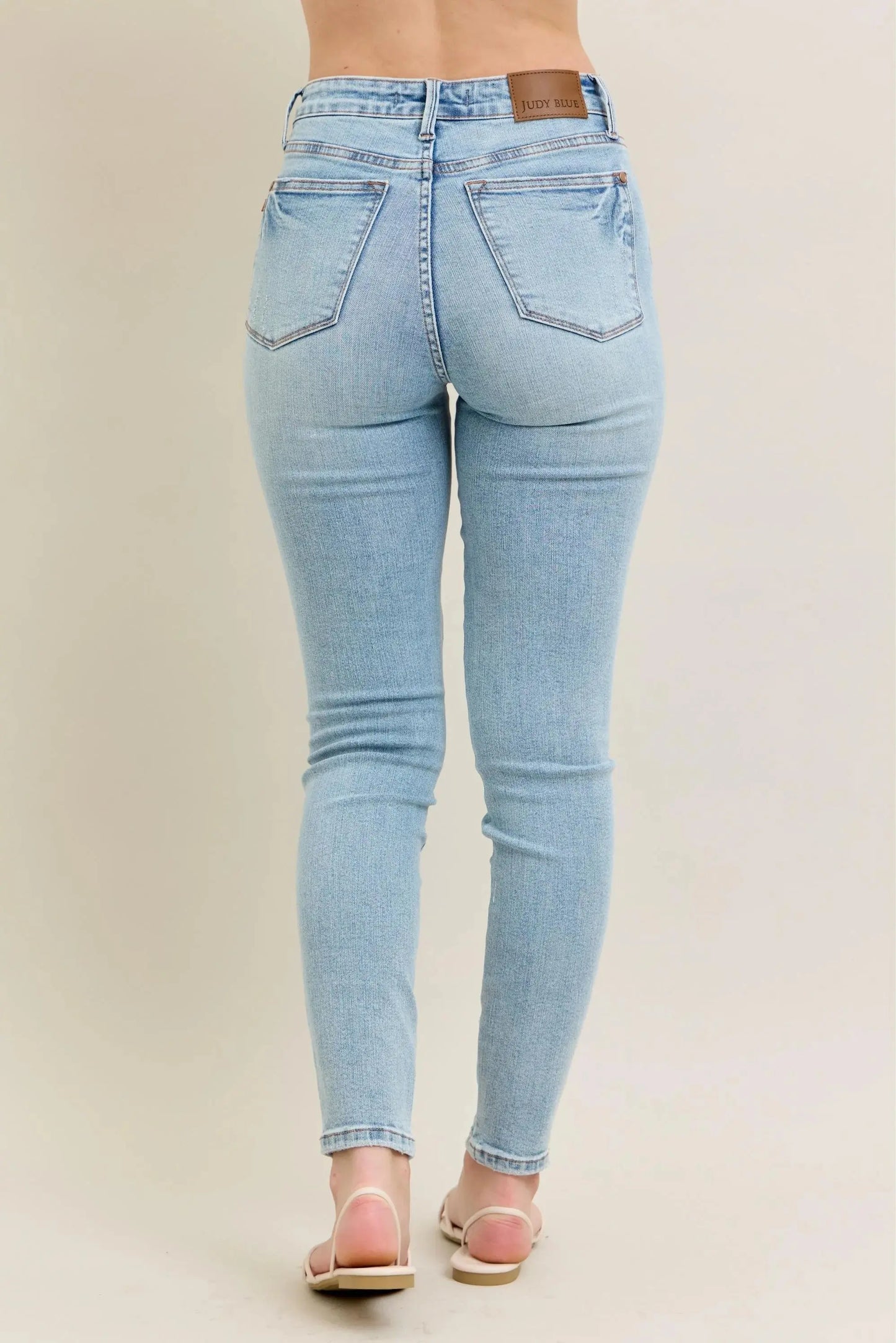 Full Size Mr Tummy Control Vintage Wash Skinny Judy Blue Jeans