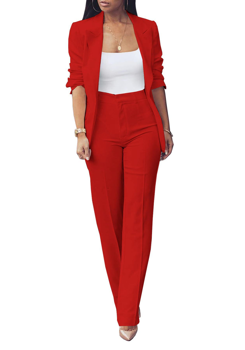 Pure Long Sleeveless Simple Draping Wide Leg Casual Suit See size chart under “more details”