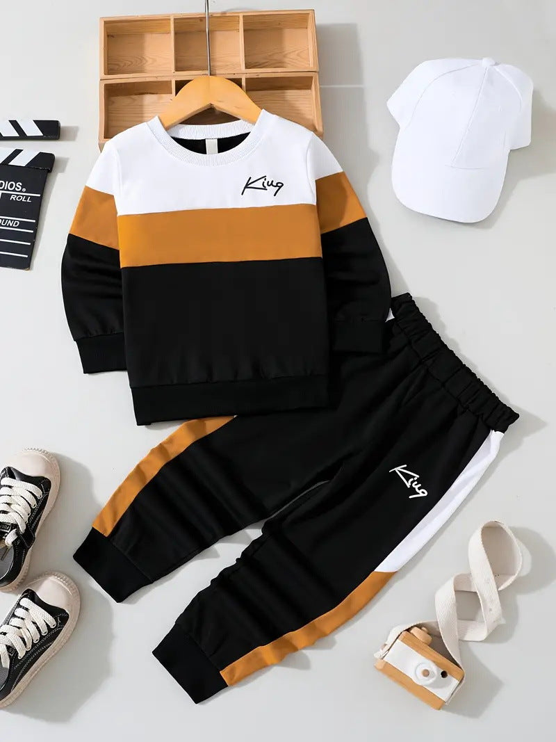 Design Sense Multicolor Hoodie Pants Two-piece Set