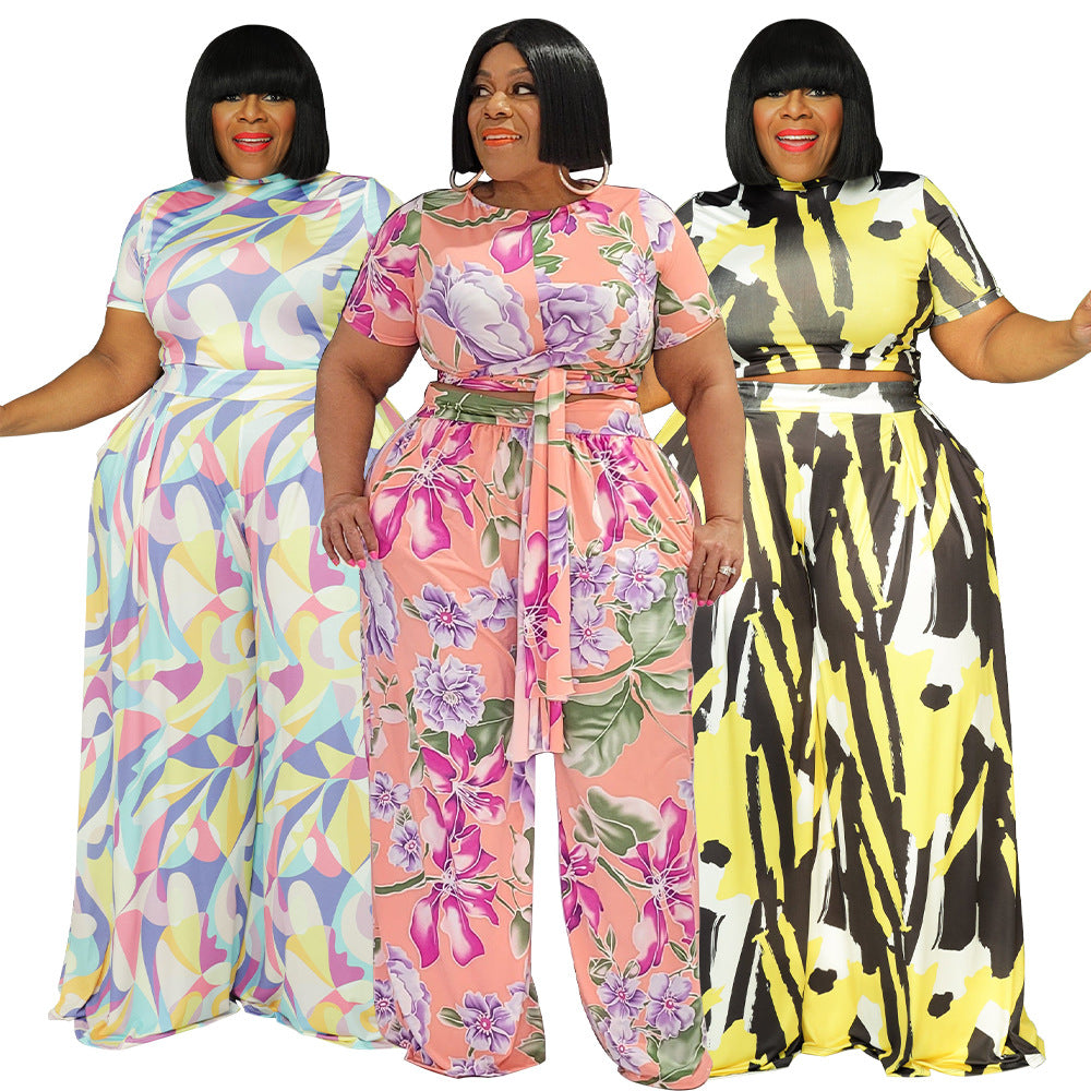 Sexy European And American Women's Clothing Plus-size Two-piece Set