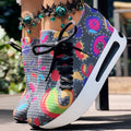 Women's Random Print Side Lace-Up Elastic Sport Shoes, Comfortable Slip-On Sneakers For Women, Casual Daily Wear Footwear See size chart under “more details”
