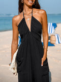Back Lace-up Wide Leg Beam Foot Length Jumpsuit (see size chart under more details)