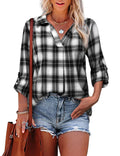 Lapel Loose Women's Plaid Shirt Commuter Style See size chart under “more details”