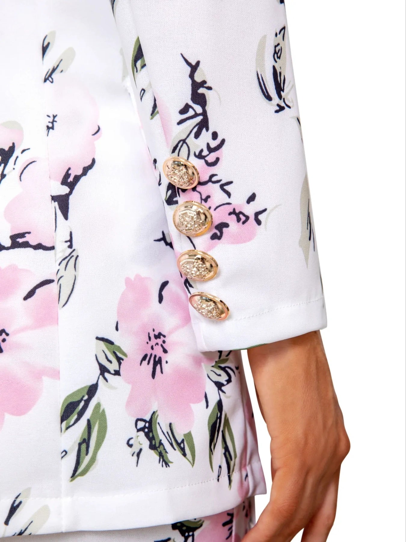 Two Piece Women's Printed Fashionable Casual Suit Set, Elegant Double Breasted Lapel Suit Jacket And High Waisted Floral Tight Skirt, New Women's Suit Set, Suitable For The Workplace, Shopping, And Ex