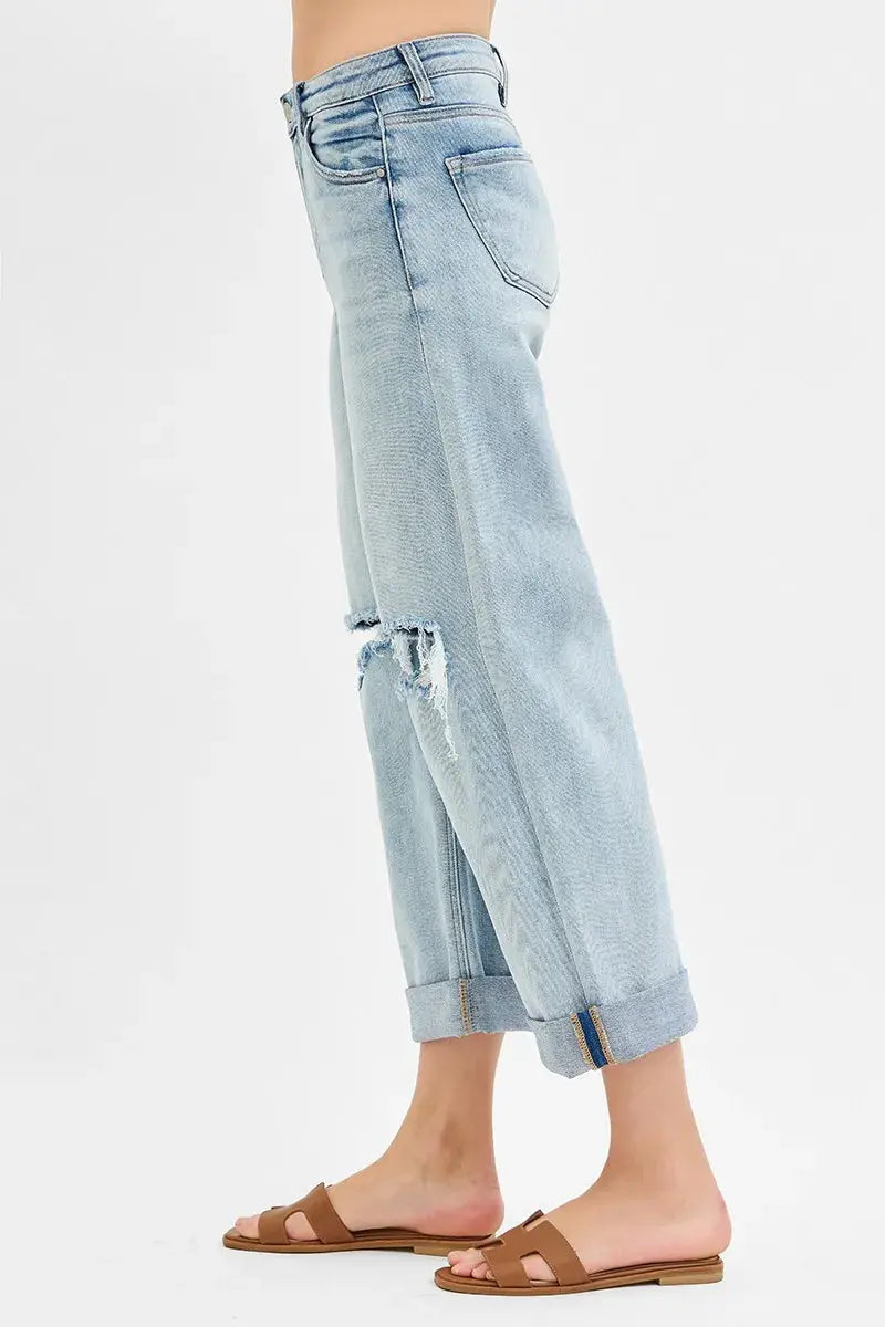 Full Size/Plus Size Mid Rise Fit Boyfriend RISEN Jeans with Cuff