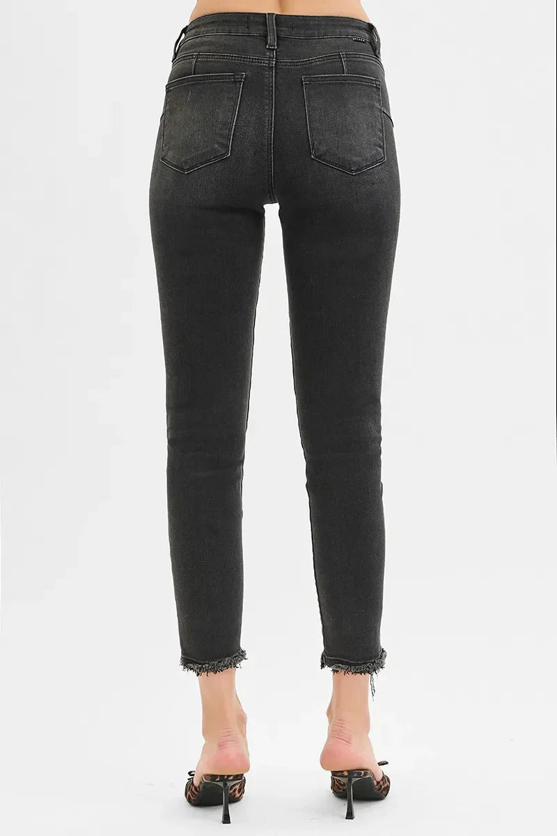 RISEN Jeans - Full Size Tummy Control Mid Rise Crop Skinny Jeans