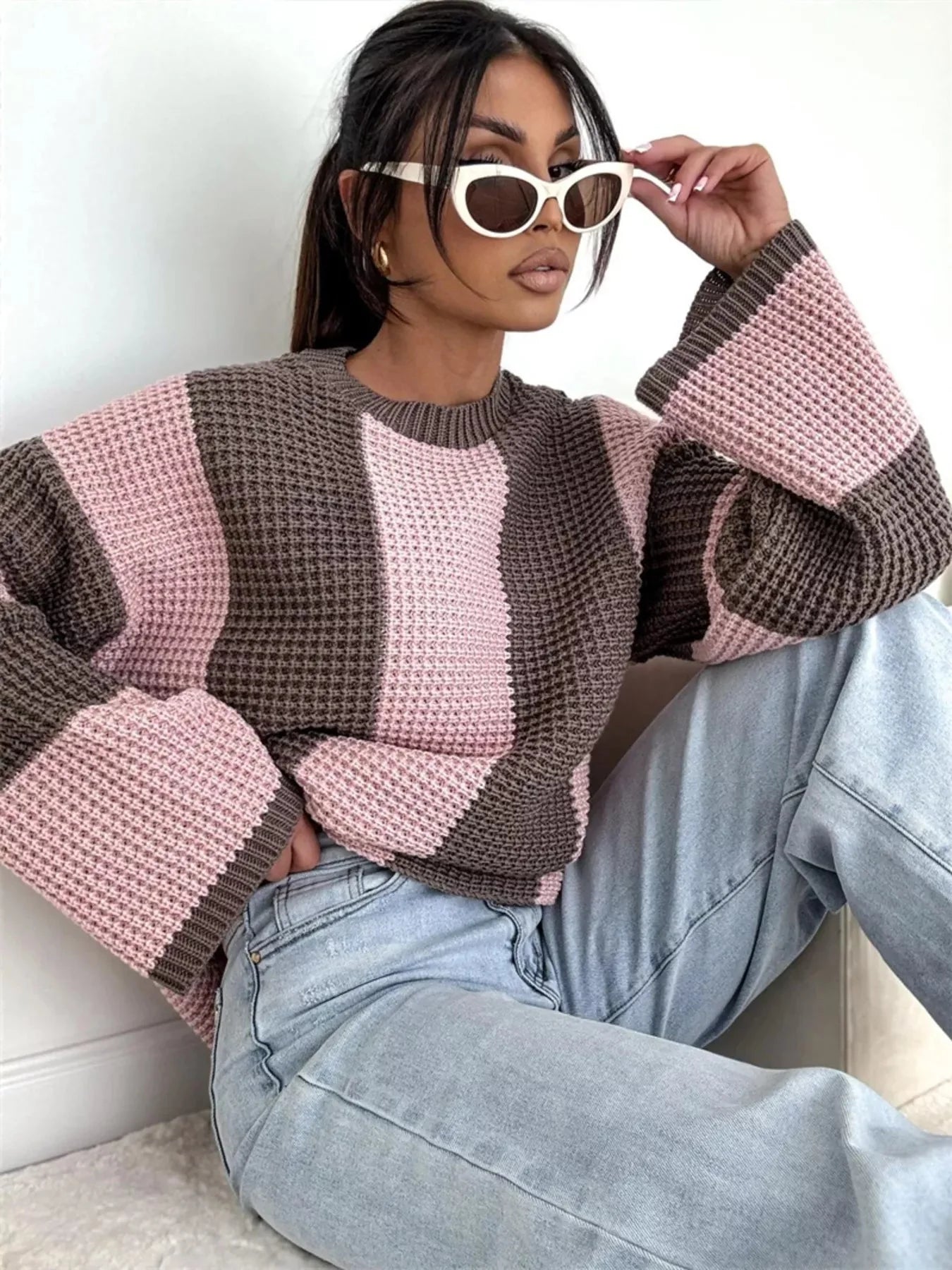 Color Block Long Sleeve Sweater