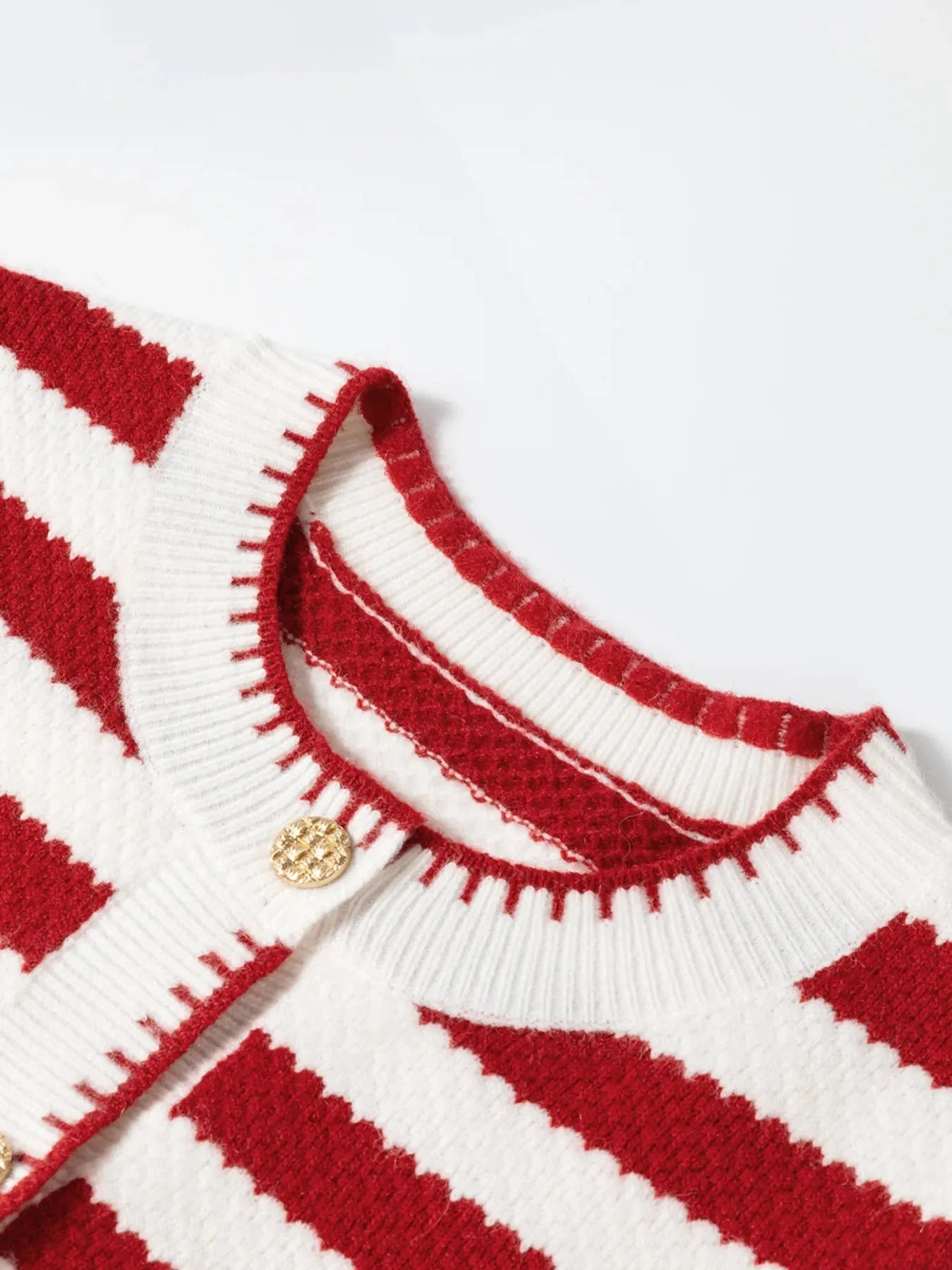 Button Down Striped Long Sleeve Cardigan