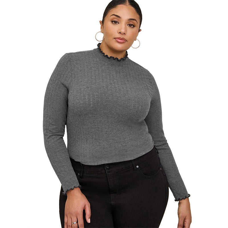Women's Half-high Collar Long Sleeves T-shirt Slim Bottoming Shirt See size chart under “more details”