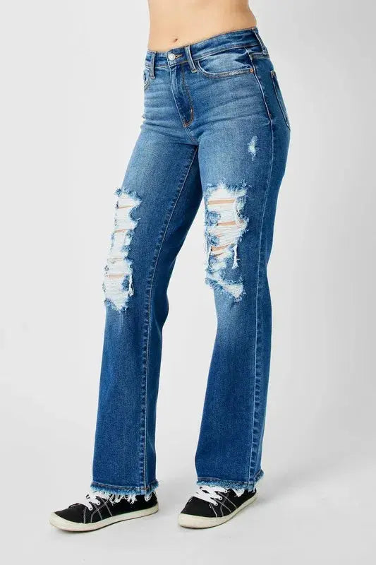 Judy Blue Jeans - Full Size Mid Rise Distressed Raw Hem