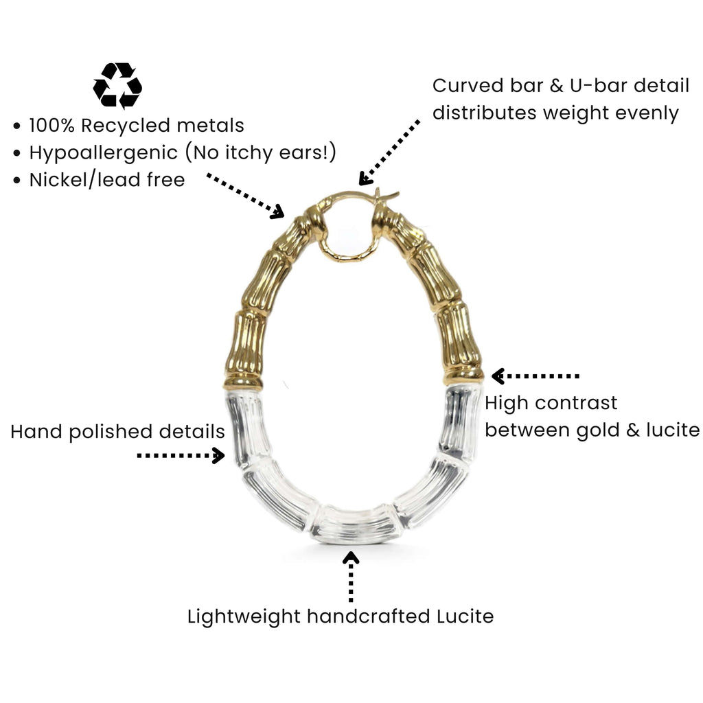 Duchess Bamboo Lucite Hoop Earrings See size chart under “more details”