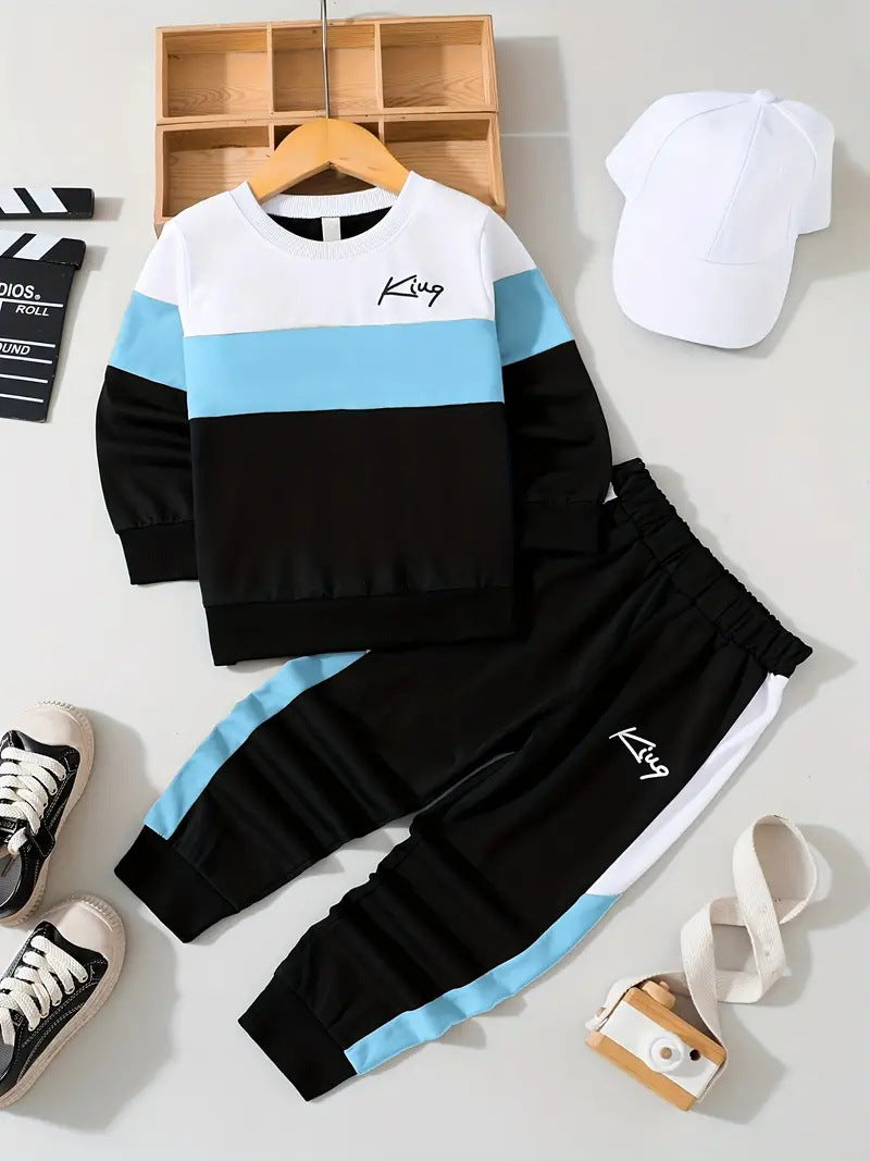 Design Sense Multicolor Hoodie Pants Two-piece Set