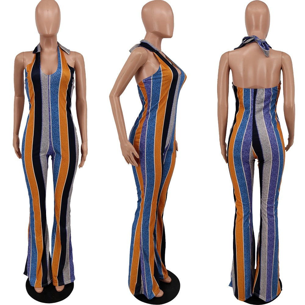 Slim Fitting Printed One Piece Flare Pants