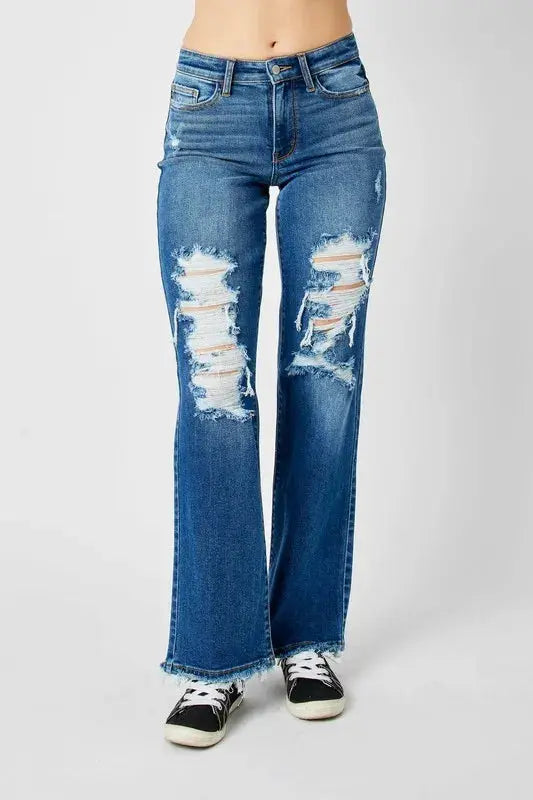 Judy Blue Jeans - Full Size Mid Rise Distressed Raw Hem